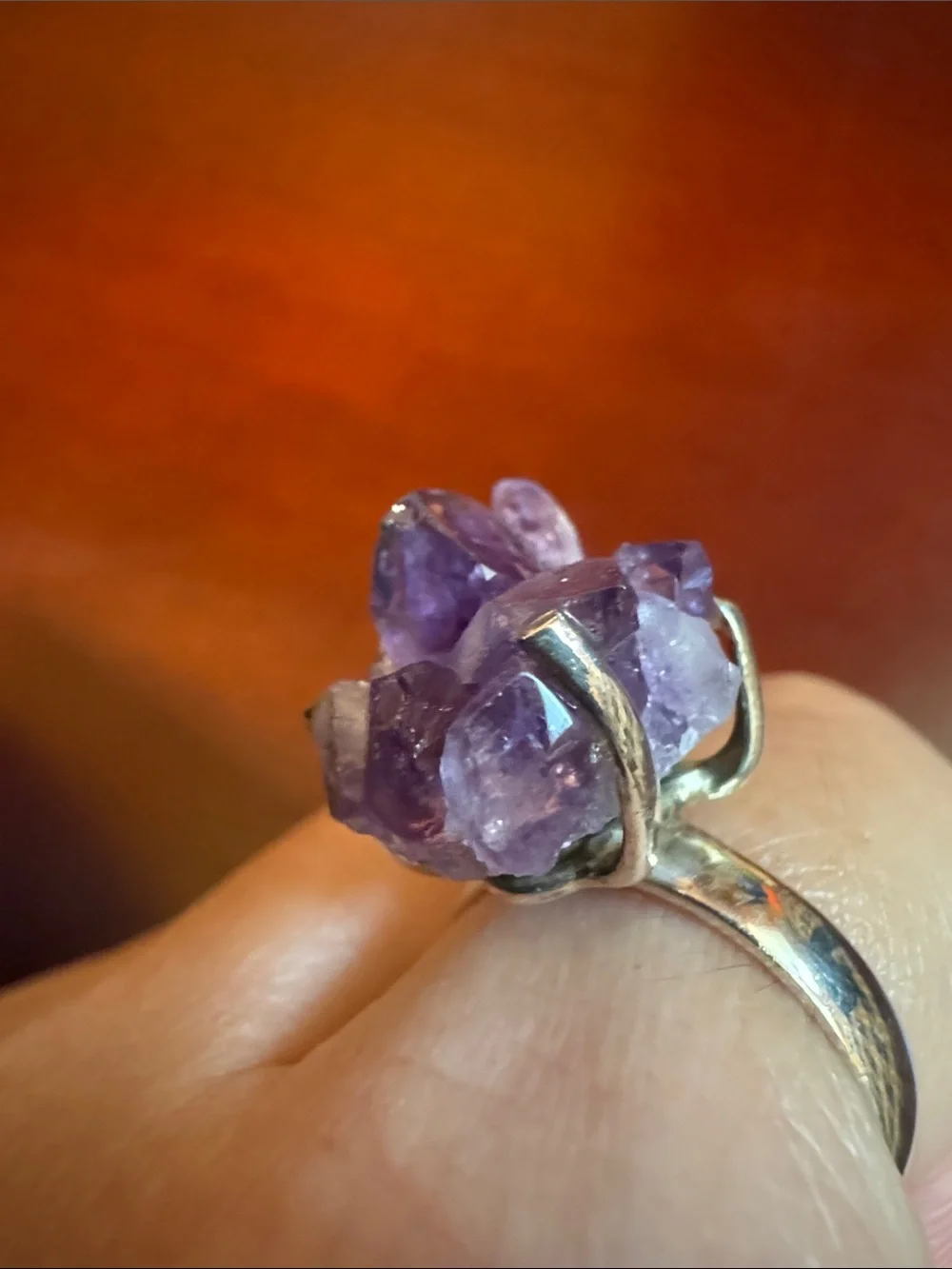 Gorgeous Amethyst Raw Crystal Statement Ring - Purple